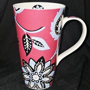 Tabletops Gallery pink floral JASPER tall coffee / tea mug 16 oz.